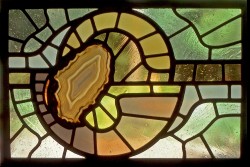 Autonomous stained glass: "Geode IV", 1.5' w. by 0.8' h., private collection, Little Rock
