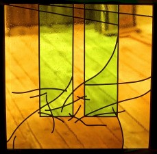 Autonomous stained glass: "Dialogue", 2.5' by 2.5', private collection, Nashville.