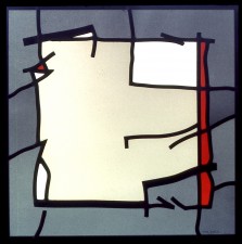 Autonomous stained glass: "Torn Square", 12" by 12", location unknown.