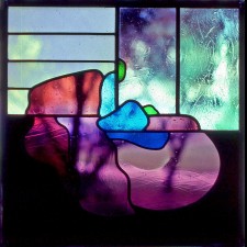 Autonomous stained glass: "Thought on Thought", 1.8' by 1.8', location unknown.