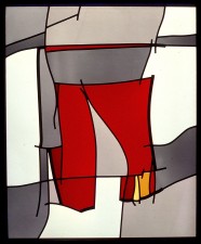 Autonomous stained glass: "Radical Square I", 2.0' w. by 2.5' h., private collection, Dallas.