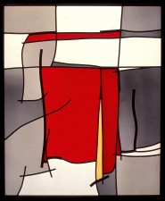 Autonomous stained glass: "Radical Square II", 2.0' w. by 2.5' h., private collection, Dallas.