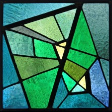 Autonomous stained glass: "Fibonacci Square" (my first effort), 12" x 12", artist's collection.