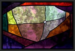 Stained Glass Window made from German mouthblown glass and lead-crystal prism.