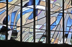 Detail of "God the Father" Clerestory stained glass window: European mouthblown glass.