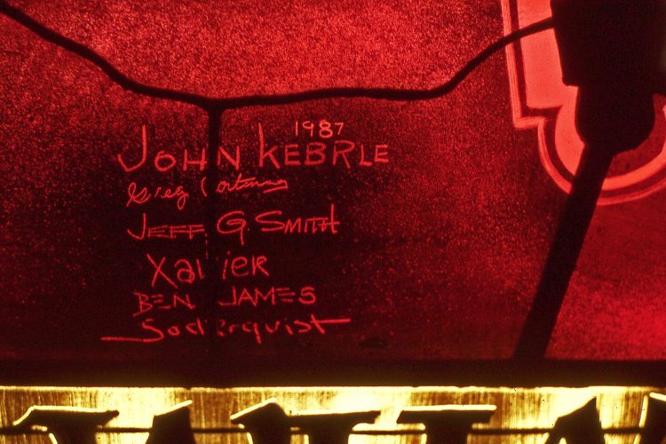 SIGNING: The Design Team and Fabricators signed the triptych at the base of the Jerry Lee Lewis Window.