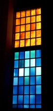Maximum security prison chapel etched glass Window: Altar Window detail