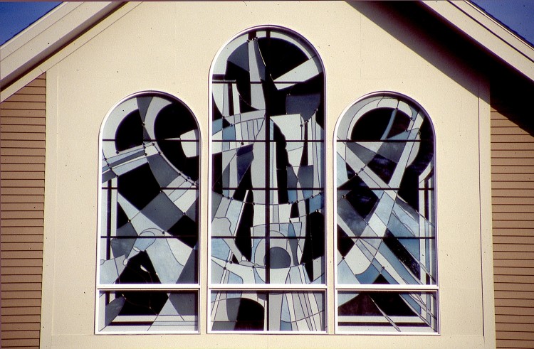 Exterior view of reflective German opal glass.