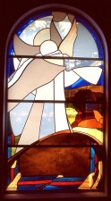 "Angel at the Empty Tomb"; Nave Window: French and German mouthblown glass.