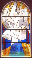 "The Ascension of Christ" stained glass window made with European mouthblown glass.