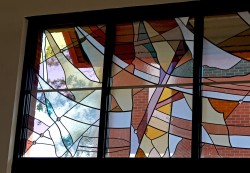 Columbarium Garden Window: stained glass made of imported mouthblown German glass. (detail)