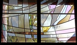 Columbarium Garden Window: stained glass made of imported mouthblown German glass. (detail)