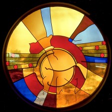 St. Alcuin Montessori School Gymnasium Stained Glass: Four Seasons Windows: Autumn