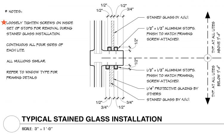 INSTALLATION: The stained glass created for Christ Church is installed into extruded aluminum (