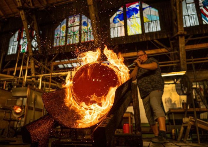 As you can see in this photo from the Lamberts factory in Germany, glassblowing requires lots of natural gas. See 
