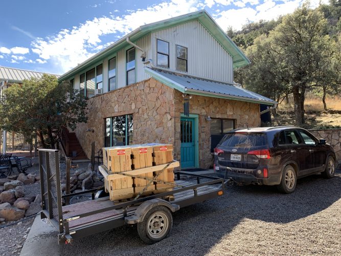Finally, after 9.6 miles on often 4WD ranch roads and a climb to 6,200 feet above sea level, the mouthblown glass for Christ Church had pulled up to the studio.