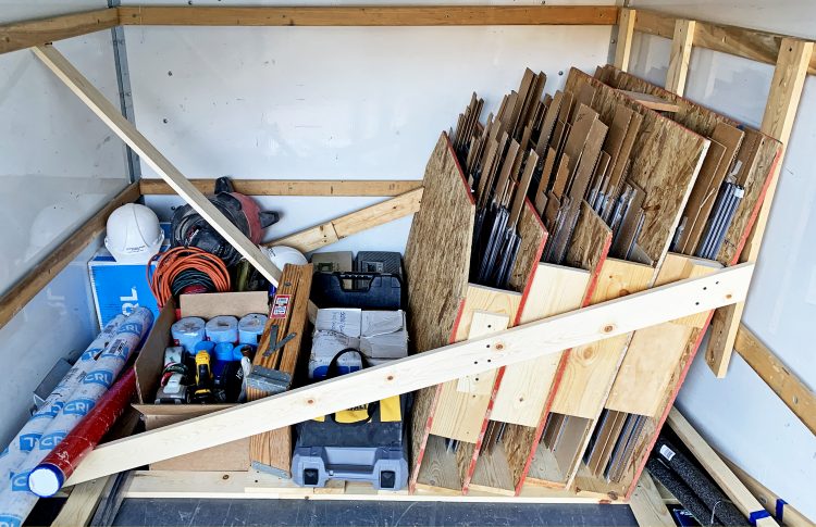 All 52 remaining panels of stained glass plus tools and materials are carefully packed into the truck (I hope!). An additional 4 panels for the Skylight had already been delivered. On to the installation!