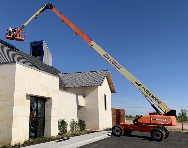 . . . a 150' Boom Lift was called in. Before the window frame could be removed to inspect/replace surrounding flashing, its four 74 lb. IGUs and then four 27 lb. stained glass panels had to be levitated down to the ground. Once the flashing was replaced, the process was reversed. NOW THE WINDOWS FOR CHRIST CHURCH  REALLY WERE FINISHED!