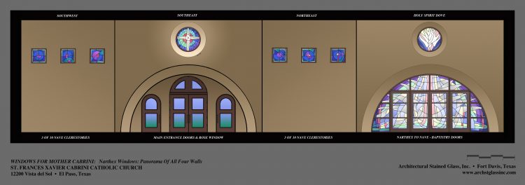 Panoramic rendering of all four sides of the Narthex.
