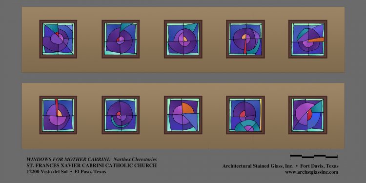 The 'Creation' Clerestory Windows will be added during a future phase. (After the architectural design was finalized, only 6 clerestories remained in the Narthex – which  will now appropriately connote the first six days of Creation before God rested.)