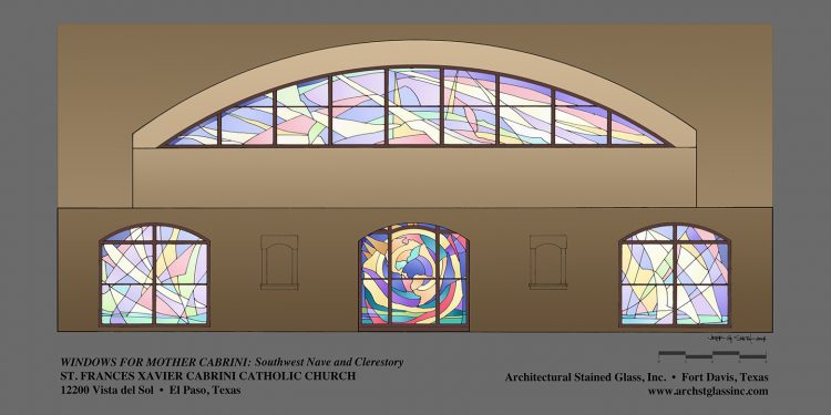 Future Phases of Southwest Nave: Mother Cabrini Chapel (3), Clerestory (1), Side Aisle Windows (2).