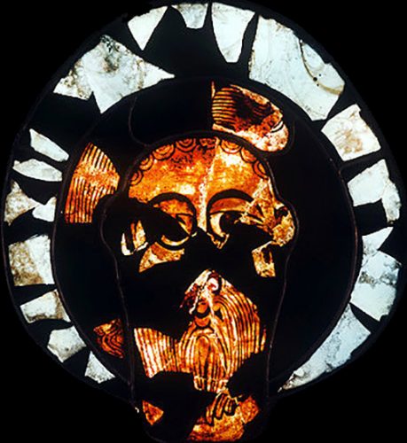 Head of Christ (fragments, 9th c.) from Kloster Lorsch, now in Darmstadt Museum, Germany.