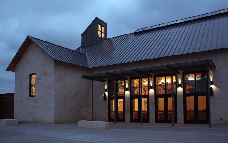 West Transoms, West Transept, and Skylight at twilight.